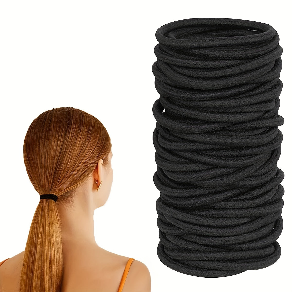 20/30/50pcs Women's Simple Basic Elastic Hair Band Hair Ring, 4mm Durable Ponytail Hair Rope, Suitable for Thick Hair, Curly Hair and All Hair Types
